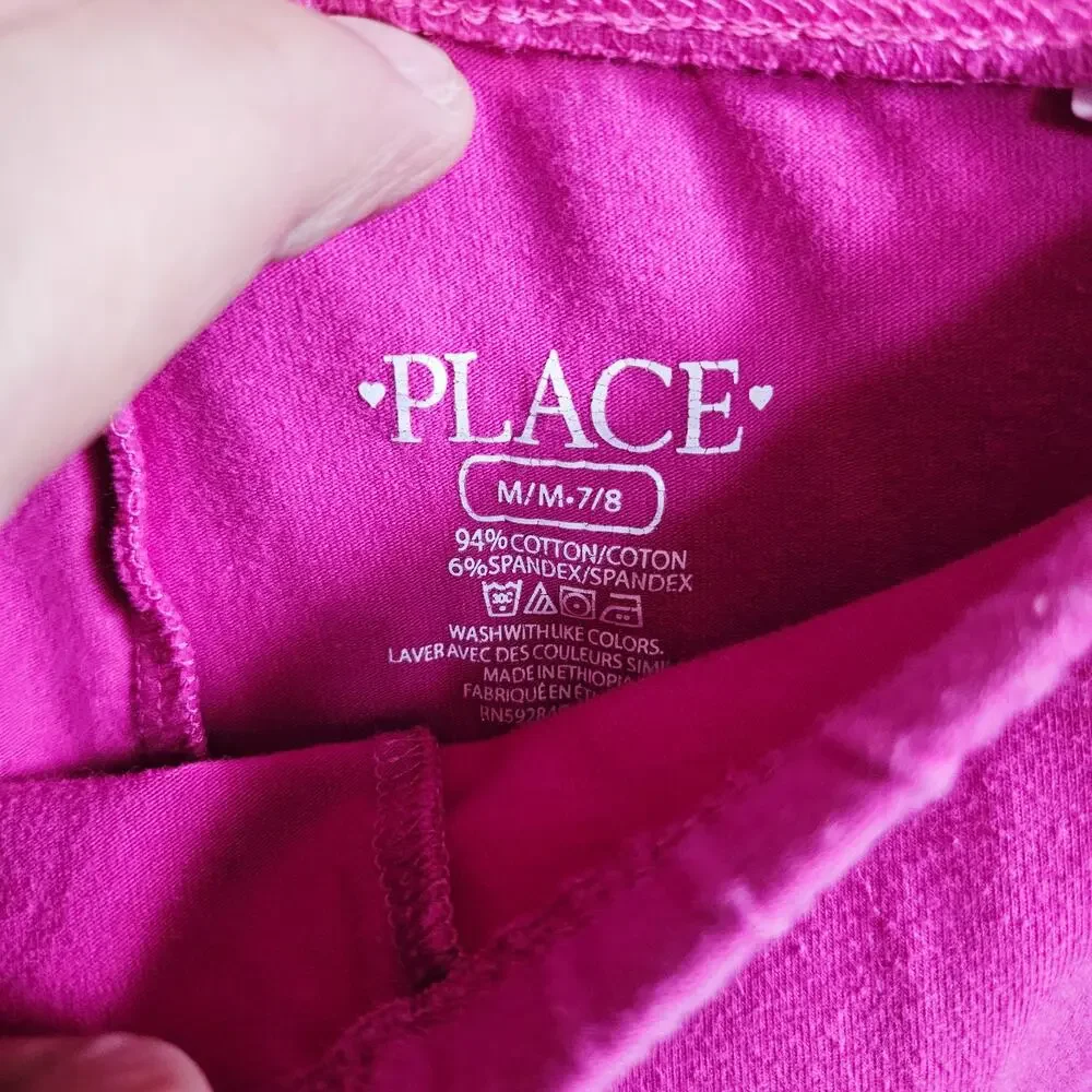 Children's Place Size M Leggings Solid Hot Pink Comfy Stretch Pants Casual Basic